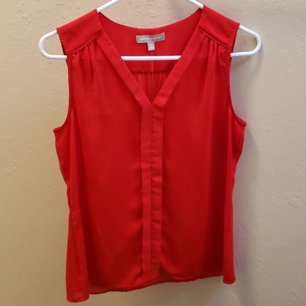 Banana Republic Red Sleeveless Blouse
